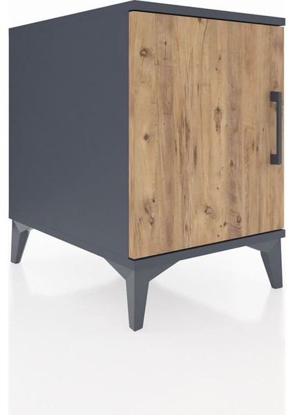 Kronos Komodin 2 Raflı Tek Kapaklı 44X59X64 Antrasit-Çam fiyatları