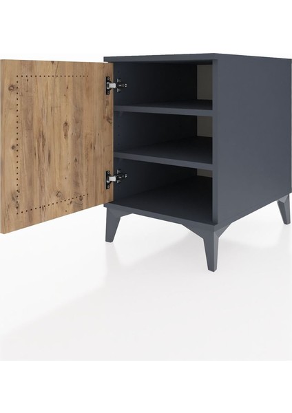 Kronos Komodin 2 Raflı Tek Kapaklı 44X59X64 Antrasit-Çam fırsatları