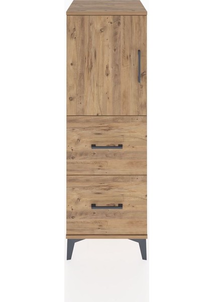 Hyperion Dolap 2 Raflı 2 Çekmeceli Tek Kapaklı 44X44X134 Çam-Çam