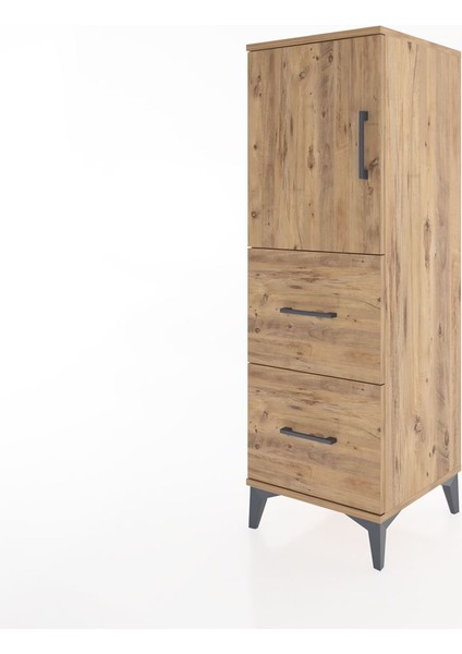 Hyperion Dolap 2 Raflı 2 Çekmeceli Tek Kapaklı 44X44X134 Çam-Çam modelleri