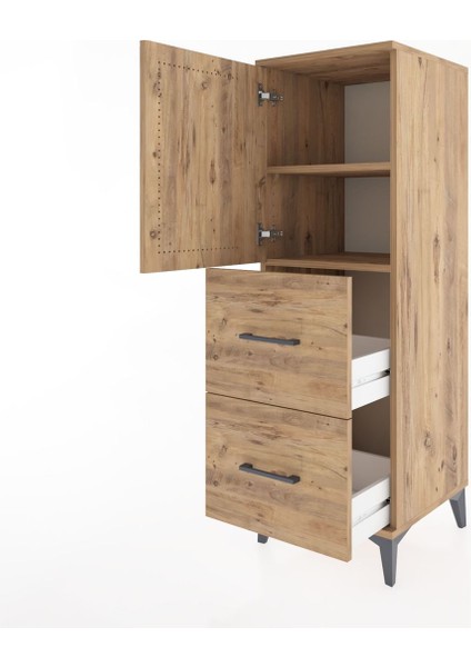Hyperion Dolap 2 Raflı 2 Çekmeceli Tek Kapaklı 44X44X134 Çam-Çam fırsatları
