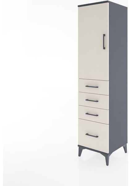 Hyperion Dolap 2 Raflı 4 Çekmeceli Tek Kapaklı 44X44X182 Antrasit-Aytaşı modelleri