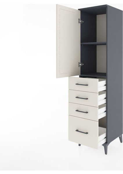 Hyperion Dolap 2 Raflı 4 Çekmeceli Tek Kapaklı 44X44X182 Antrasit-Aytaşı fırsatları