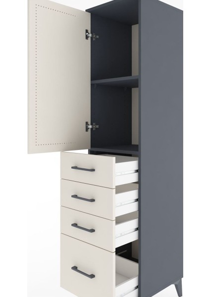 Hyperion Dolap 2 Raflı 4 Çekmeceli Tek Kapaklı 44X44X182 Antrasit-Aytaşı indirimleri