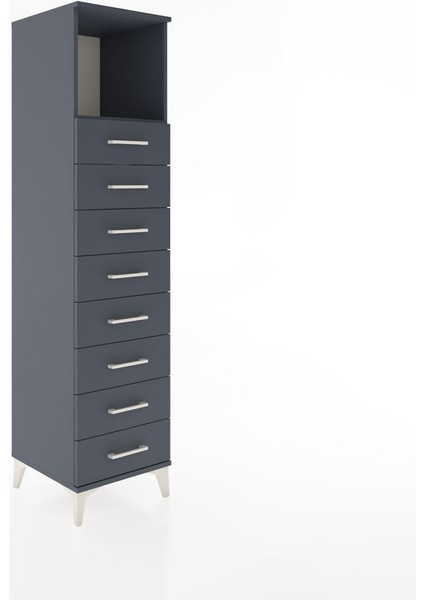 Hyperion Dolap Tek Raflı 8 Çekmeceli 44X44X182 Antrasit-Antrasit fiyatları