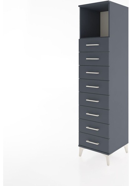 Hyperion Dolap Tek Raflı 8 Çekmeceli 44X44X182 Antrasit-Antrasit modelleri
