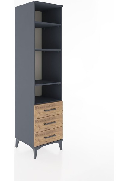 Hyperion Dolap 4 Raflı 3 Çekmeceli 44X44X182 Antrasit-Çam fiyatları