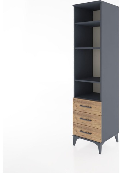 Hyperion Dolap 4 Raflı 3 Çekmeceli 44X44X182 Antrasit-Çam modelleri