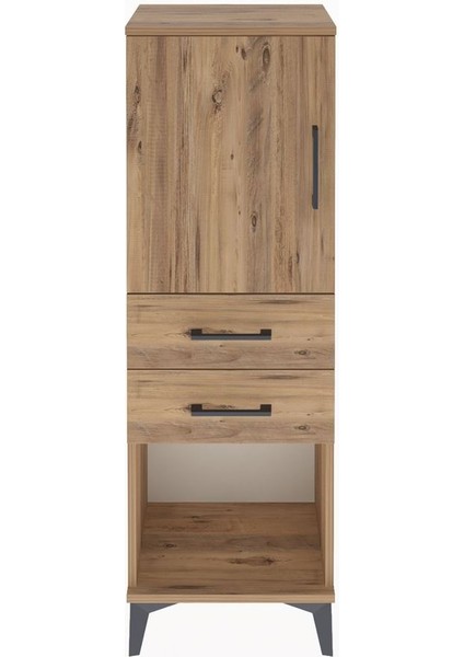Arges Dolap 2 Raflı 2 Çekmeceli Tek Kapaklı 44X30X134 Çam-Çam