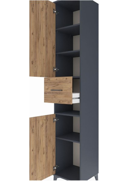 Hyperion Dolap 5 Raflı Tek Çekmeceli 2 Kapaklı 44X44X243 Antrasit-Çam indirimleri