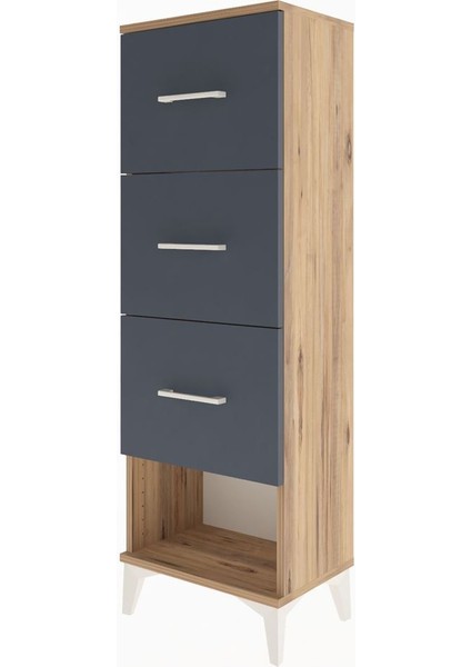Arges Dolap 3 Çekmeceli 44X30X134 Çam-Antrasit modelleri