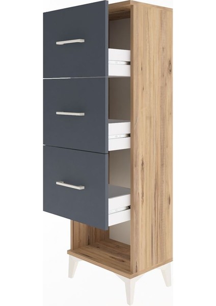Arges Dolap 3 Çekmeceli 44X30X134 Çam-Antrasit fırsatları