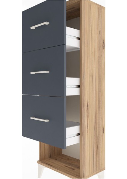 Arges Dolap 3 Çekmeceli 44X30X134 Çam-Antrasit indirimleri