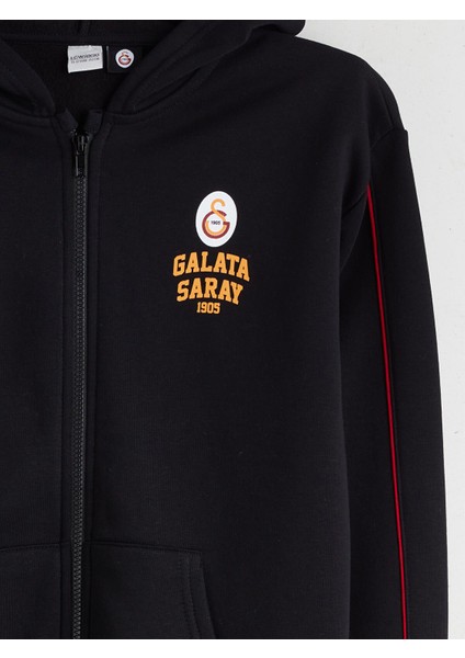Yeni Sezon Kapüşonlu Galatasaray Baskılı Erkek Çocuk Fermuarlı Sweatshirt modelleri
