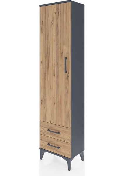 Arges Dolap 5 Raflı 2 Çekmeceli Tek Kapaklı 44X30X182 Antrasit-Çam modelleri
