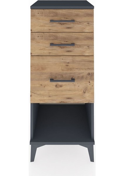 Hyperion Komodin 3 Çekmeceli 44X44X106 Antrasit-Çam