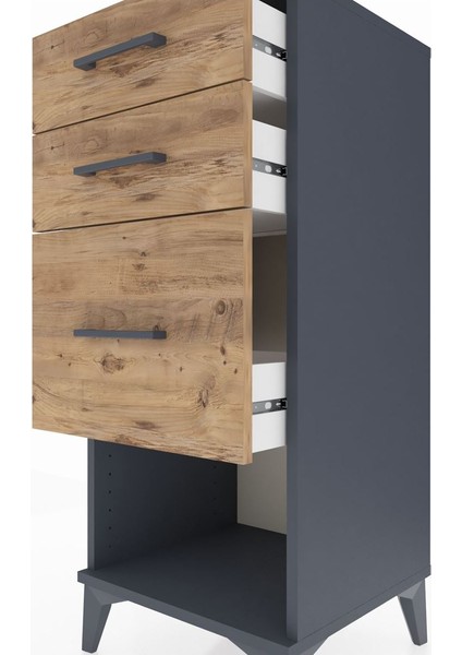 Hyperion Komodin 3 Çekmeceli 44X44X106 Antrasit-Çam indirimleri