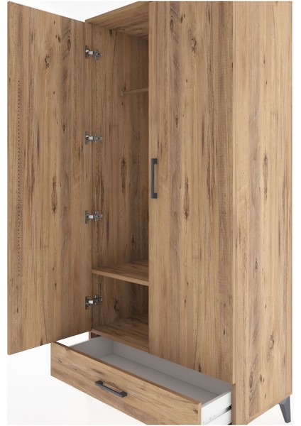 Hyperion Dolap 2 Raflı Tek Çekmeceli Tek Askılı 88X44X182 Çam-Çam indirimleri