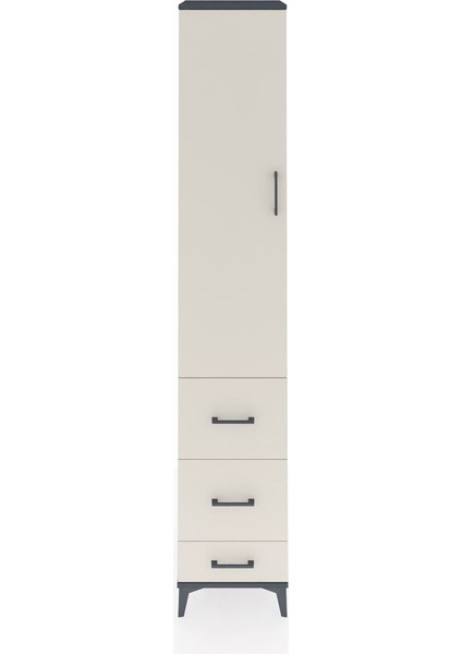 Hyperion Dolap 2 Raflı 3 Çekmeceli Tek Askılı 44X44X243 Antrasit-Aytaşı
