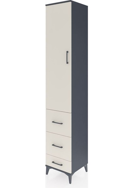 Hyperion Dolap 2 Raflı 3 Çekmeceli Tek Askılı 44X44X243 Antrasit-Aytaşı modelleri