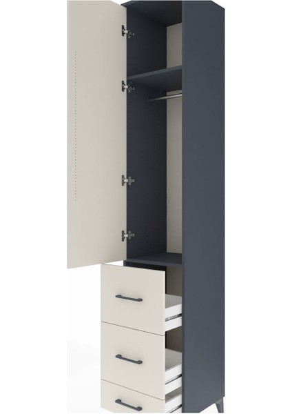 Hyperion Dolap 2 Raflı 3 Çekmeceli Tek Askılı 44X44X243 Antrasit-Aytaşı indirimleri