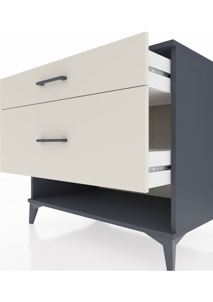 Kronos Şifonyer 2 Çekmeceli 88X59X80 Antrasit-Aytaşı indirimleri