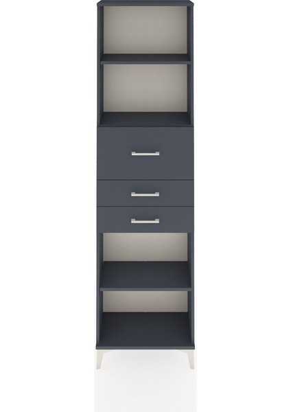 Arges Dolap 3 Raflı 3 Çekmeceli 60X30X221 Antrasit-Antrasit