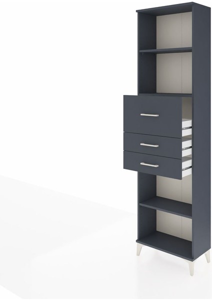 Arges Dolap 3 Raflı 3 Çekmeceli 60X30X221 Antrasit-Antrasit fırsatları