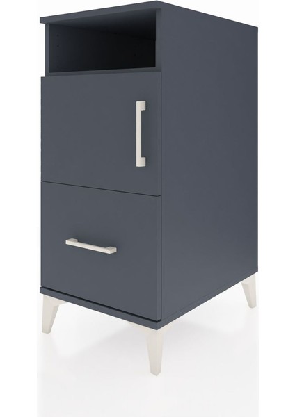 Kronos Komodin 2 Raflı Tek Çekmeceli Tek Kapaklı 44X59X96 Antrasit-Antrasit modelleri