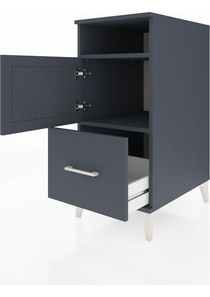 Kronos Komodin 2 Raflı Tek Çekmeceli Tek Kapaklı 44X59X96 Antrasit-Antrasit fırsatları