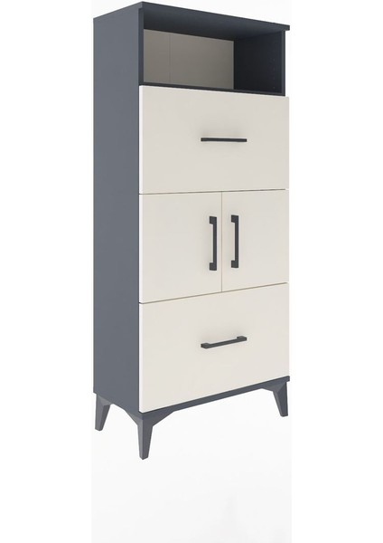 Arges Dolap 2 Raflı 2 Çekmeceli 2 Kapaklı 60X30X134 Antrasit-Aytaşı fiyatları