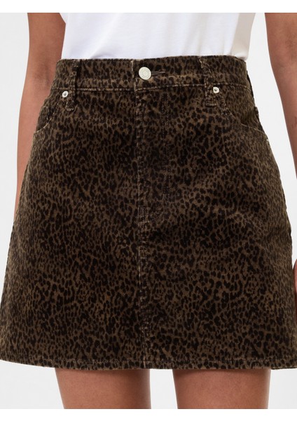 Kadın Kahverengi Corduroy Mini Etek modelleri