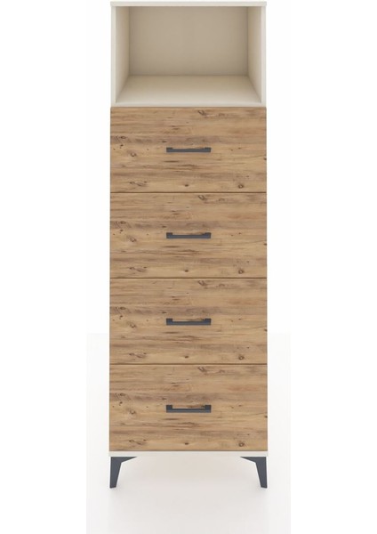 Kronos Dolap Tek Raflı 4 Çekmeceli 60X59X182 Aytaşı-Çam
