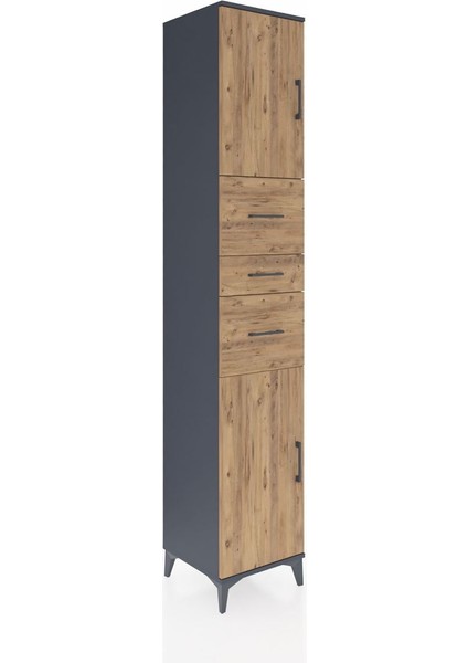 Hyperion Dolap 3 Raflı 3 Çekmeceli 2 Kapaklı 44X44X243 Antrasit-Çam fiyatları