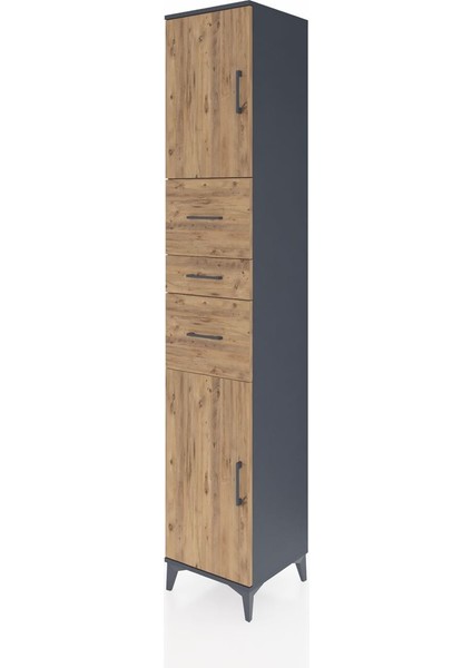 Hyperion Dolap 3 Raflı 3 Çekmeceli 2 Kapaklı 44X44X243 Antrasit-Çam modelleri