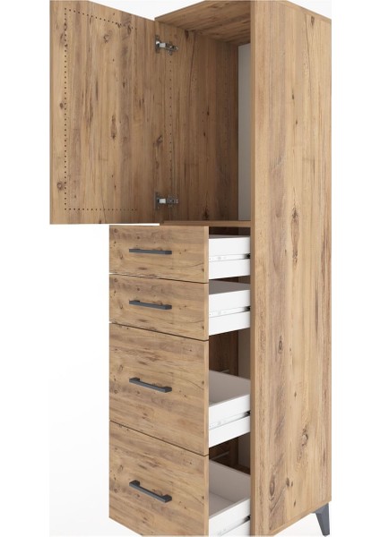 Hyperion Dolap Tek Raflı 4 Çekmeceli Tek Kapaklı 44X44X182 Çam-Çam indirimleri