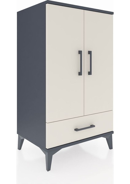 Hyperion Komodin 3 Raflı Tek Çekmeceli 2 Kapaklı 60X44X106 Antrasit-Aytaşı fiyatları