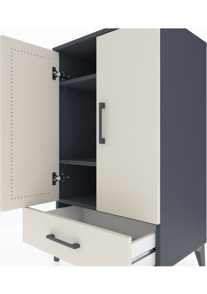 Hyperion Komodin 3 Raflı Tek Çekmeceli 2 Kapaklı 60X44X106 Antrasit-Aytaşı indirimleri