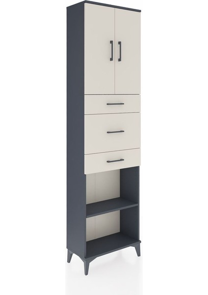 Arges Dolap 3 Raflı 3 Çekmeceli 2 Kapaklı 60X30X221 Antrasit-Aytaşı fiyatları
