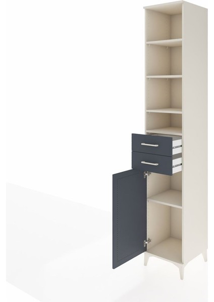 Hyperion Dolap 5 Raflı 2 Çekmeceli Tek Kapaklı 44X44X243 Aytaşı-Antrasit fırsatları