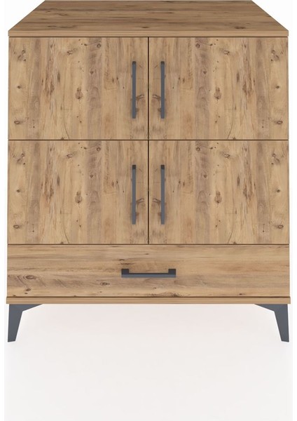 Kronos Şifonyer 4 Raflı Tek Çekmeceli 4 Kapaklı 88X59X96 Çam-Çam