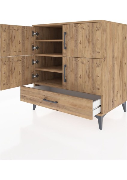 Kronos Şifonyer 4 Raflı Tek Çekmeceli 4 Kapaklı 88X59X96 Çam-Çam fırsatları