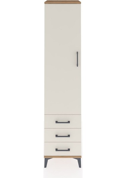Hyperion Dolap 4 Raflı 3 Çekmeceli Tek Kapaklı 44X44X195 Çam-Aytaşı