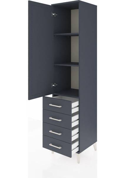 Hyperion Dolap 3 Raflı 4 Çekmeceli Tek Kapaklı 44X44X195 Antrasit-Antrasit fırsatları