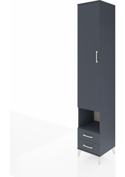 Hyperion Dolap 6 Raflı 2 Çekmeceli Tek Kapaklı 44X44X243 Antrasit-Antrasit modelleri