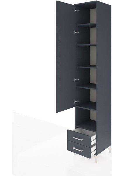 Hyperion Dolap 6 Raflı 2 Çekmeceli Tek Kapaklı 44X44X243 Antrasit-Antrasit fırsatları