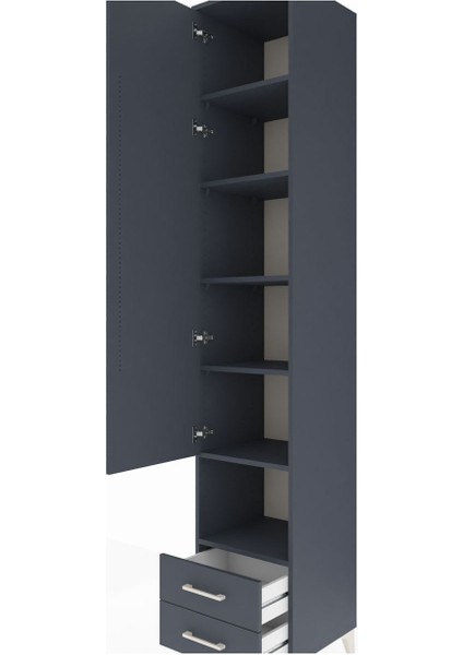 Hyperion Dolap 6 Raflı 2 Çekmeceli Tek Kapaklı 44X44X243 Antrasit-Antrasit indirimleri