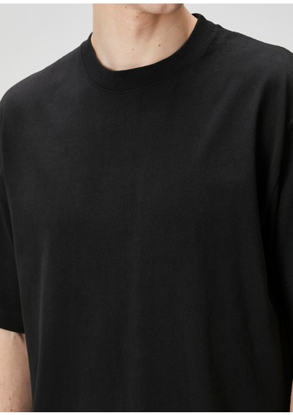 Siyah Logo Form Bağcıklı Organik Pamuk T-Shirt indirimleri