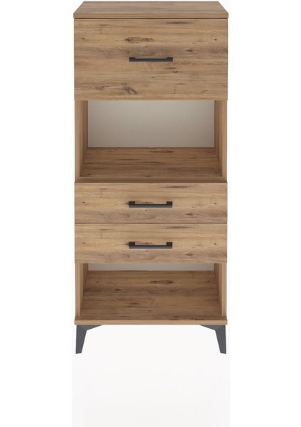 Arges Dolap Tek Raflı 3 Çekmeceli 60X30X134 Çam-Çam