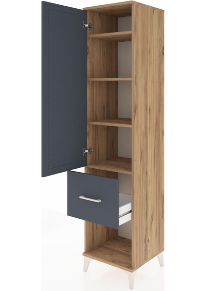 Hyperion Dolap 4 Raflı Tek Çekmeceli Tek Kapaklı 44X44X195 Çam-Antrasit fırsatları